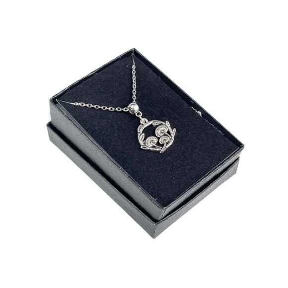 Silver Plated Circle Mushrooms Necklace Fantasy Mushroom - Picture 3 of 9